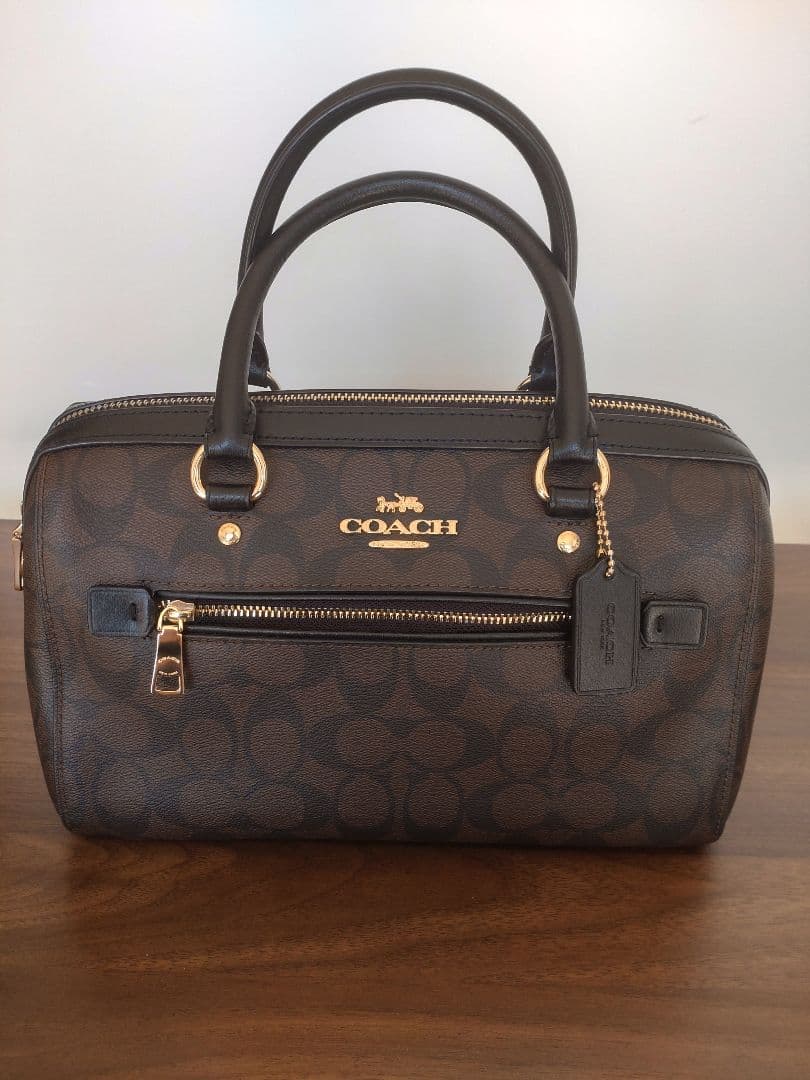 ☆いちページ☆ COACH 濃茶×ブラック　レザーバック＆財布セット