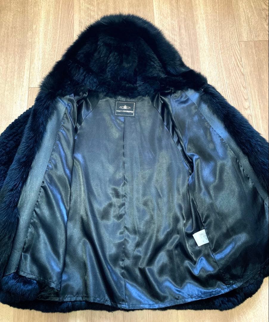 GRACE CONTINENTAL ファーケープコート　黒　サイズ36