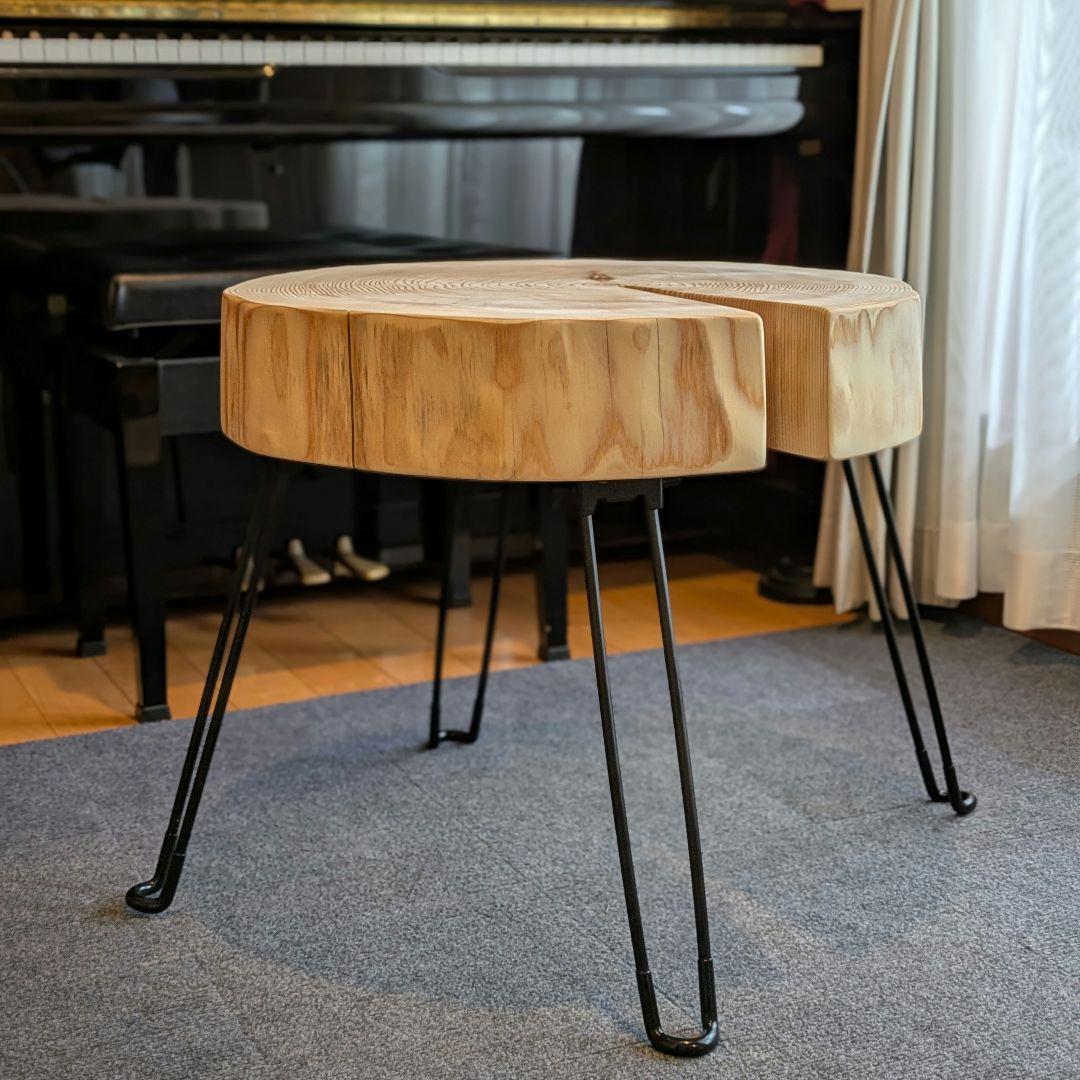 杉　アイアン脚　テーブル　切り株　 輪切り　高さ約52㎝