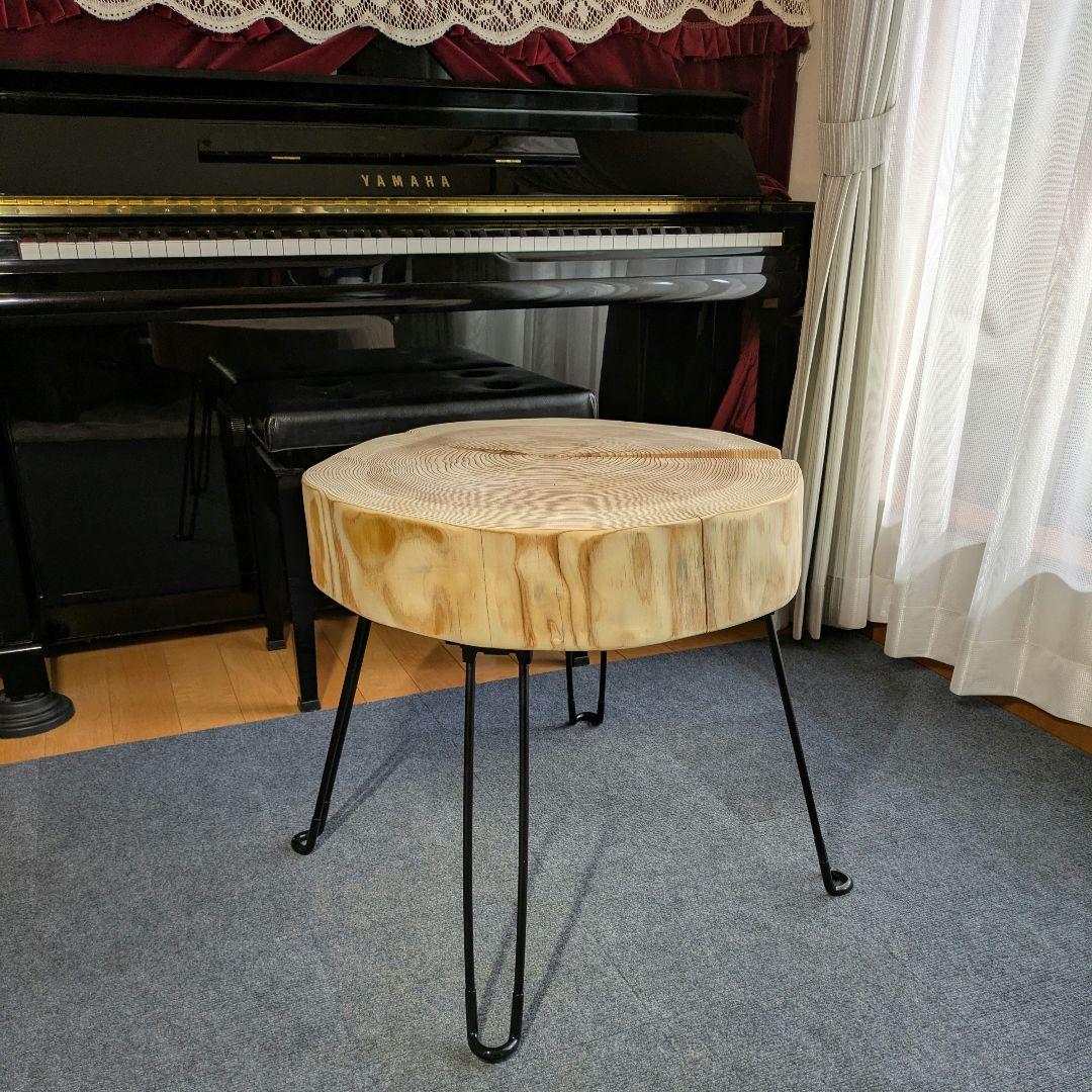 杉　アイアン脚　テーブル　切り株　 輪切り　高さ約52㎝