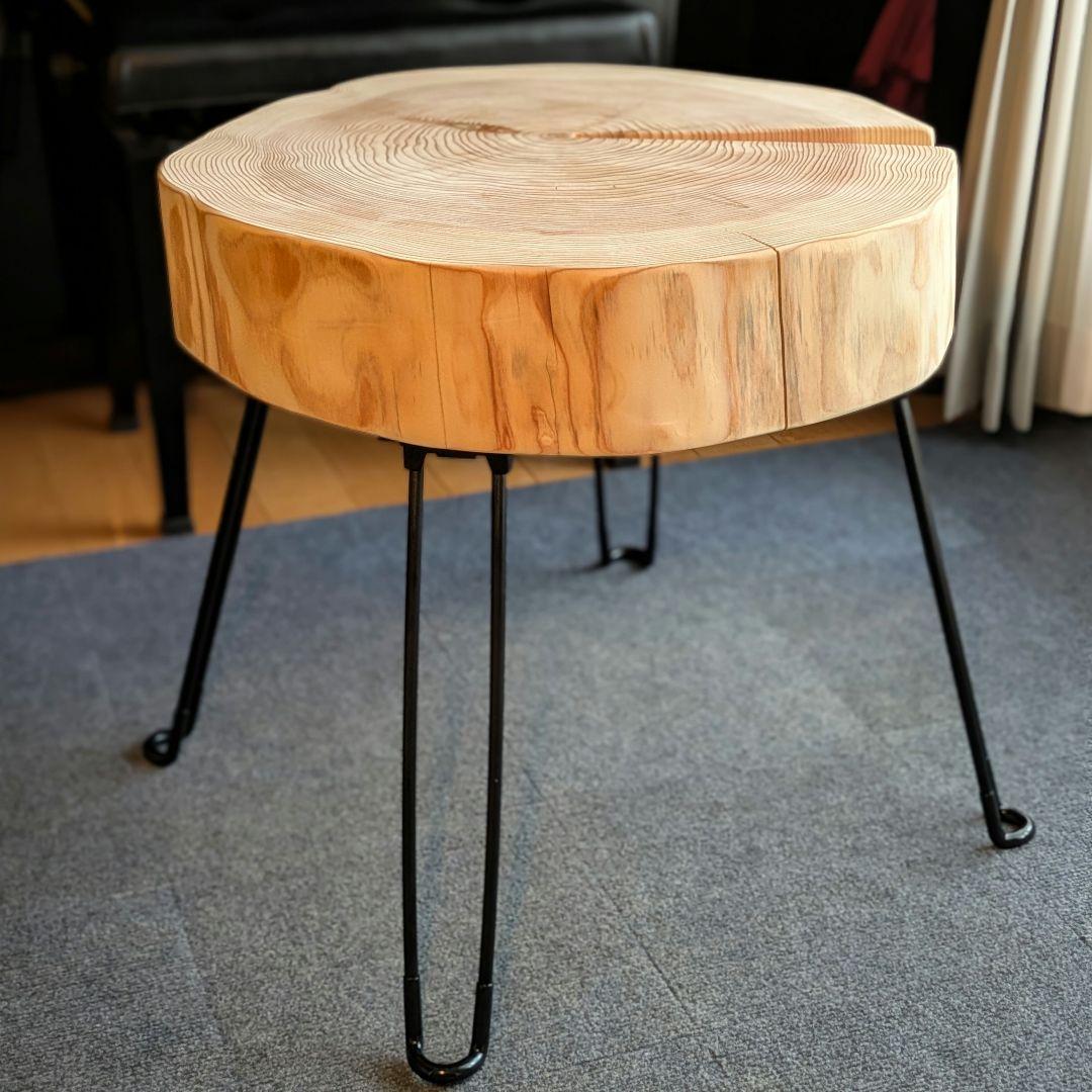 杉　アイアン脚　テーブル　切り株　 輪切り　高さ約52㎝