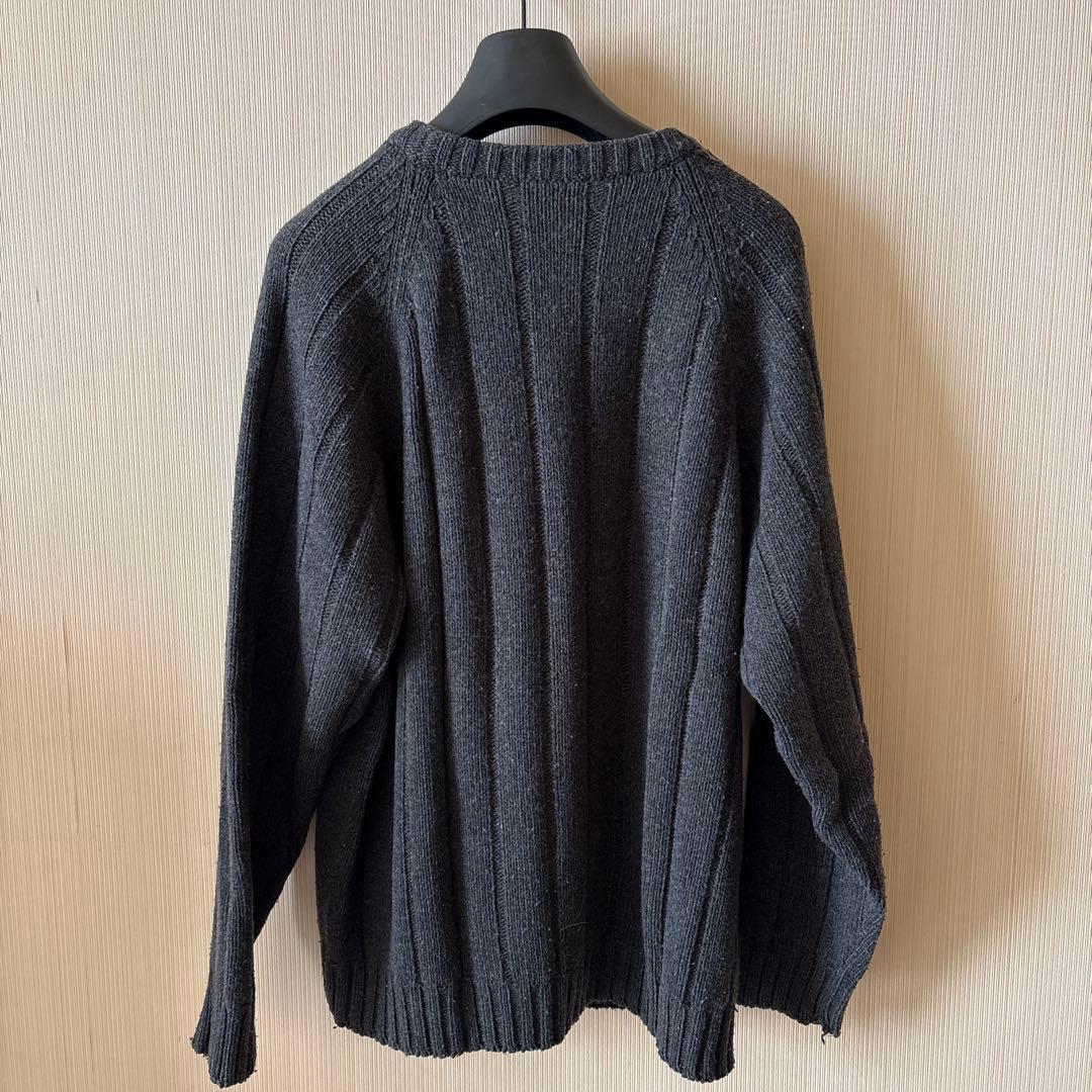 Giorgio Armani リブ編みニットセーター S ダークグレー
