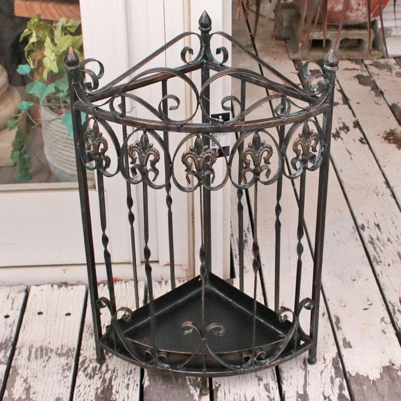 アイアンコーナー傘立て 鉄製 扇形　ロートアイアンシャビーシック 128-512