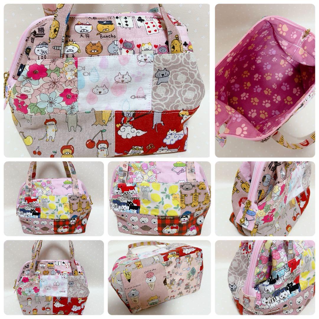 チャッピー。 A4サイズ トートバッグ ポーチ ねこ生地パッチワーク