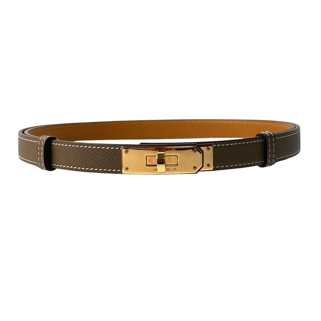 美品 エルメスHERMES ケリーベルト B刻印 ゴールド金具 エトゥープ