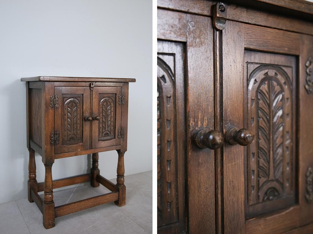 英国アンティーク木製カップボード/キャビネット/キッチン収納/飾り棚92-230