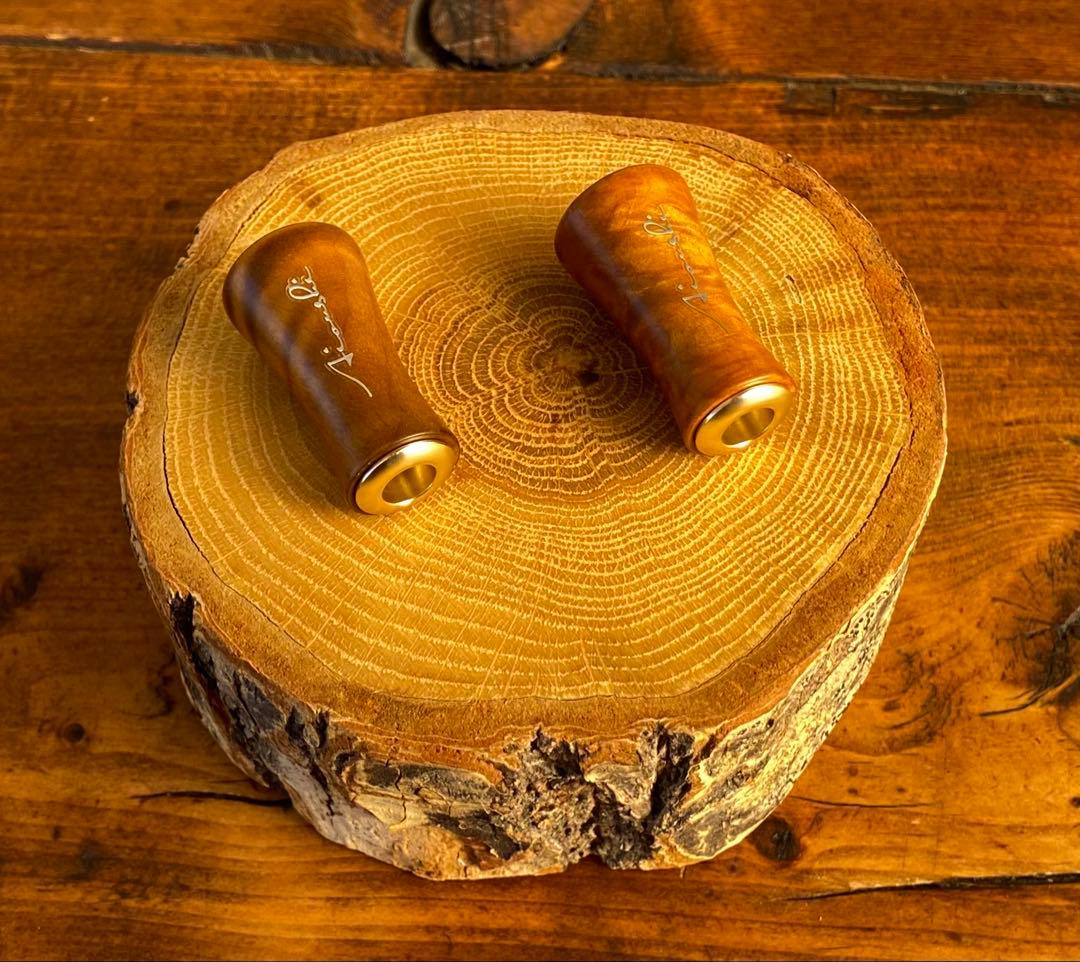 ウッドノブ　ハンドルノブ　黄金樟　丸型　リールカスタムパーツ　ダイワS シマノA