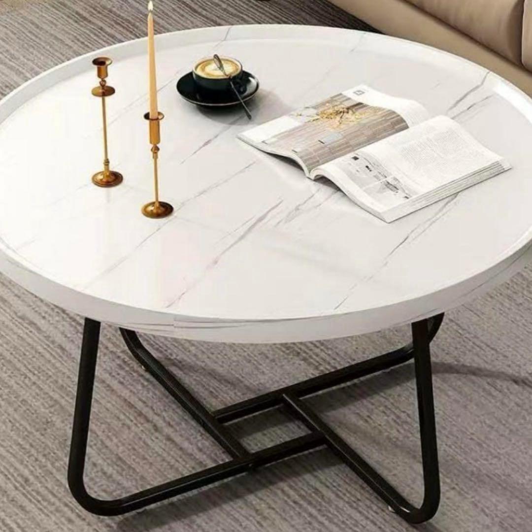 高級ネストテーブル 丸 ローテーブル ガラス 北欧風 センターテーブル ホワイト