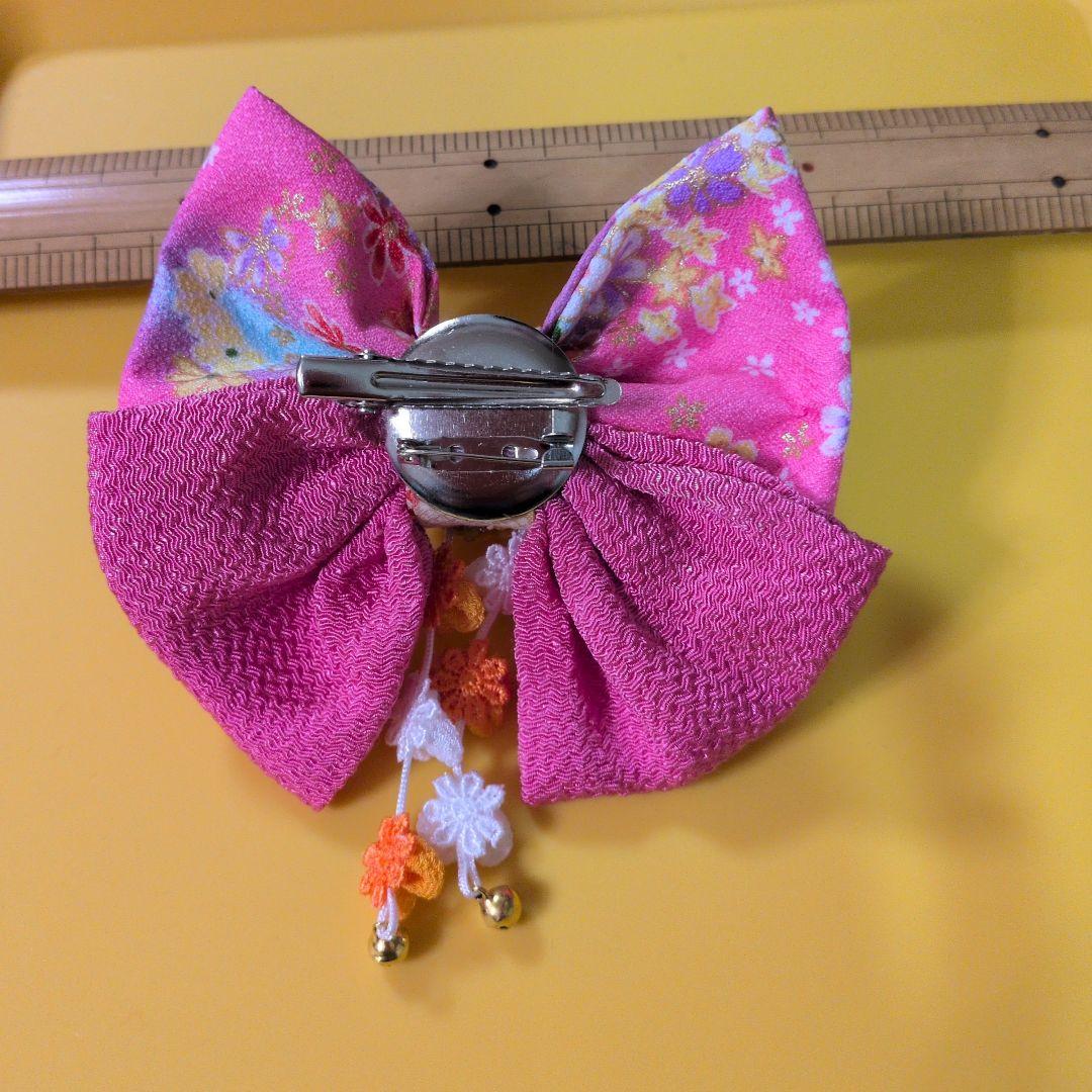 つまみ細工吊るし雛　髪飾り付き　　お雛様　ピンク紫