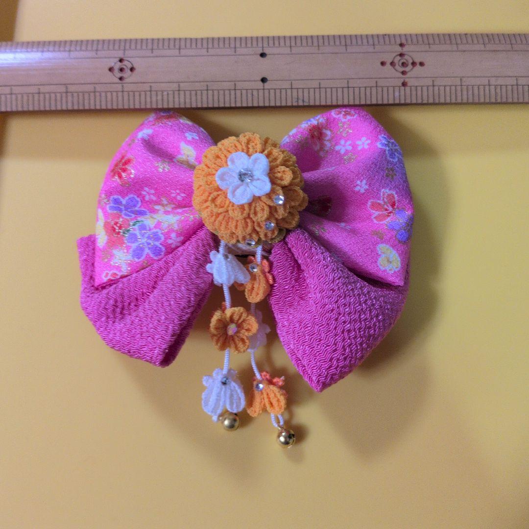 つまみ細工吊るし雛　髪飾り付き　　お雛様　ピンク紫