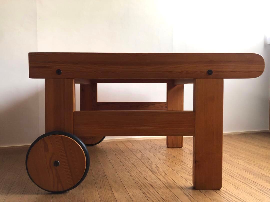 北欧ヴィンテージ スウェーデン製 パイン材 ワゴン トローリー サイドテーブル