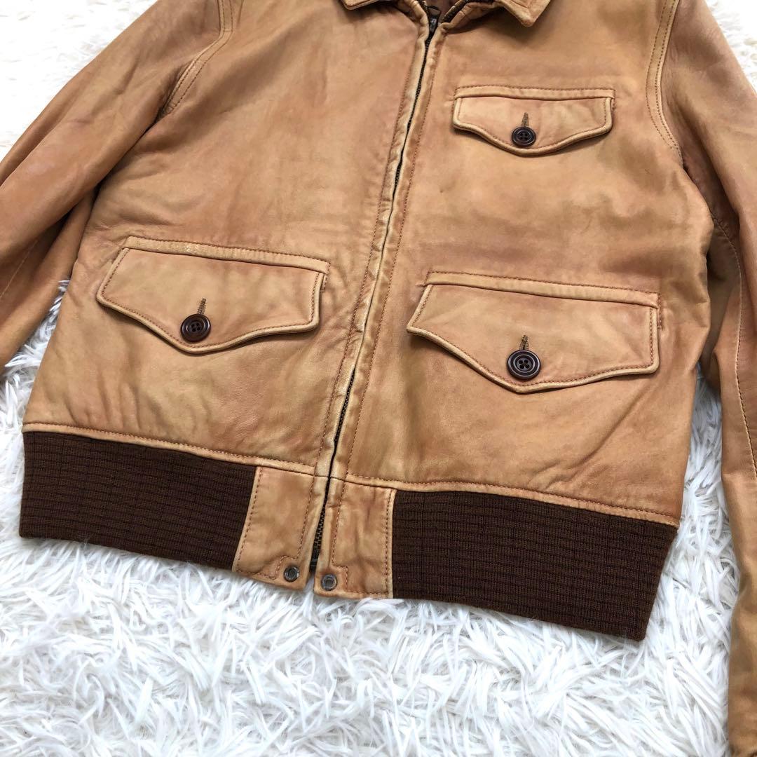 【入手困難】激レア ラルフローレン レザー ライダースジャケット　ロゴプレート