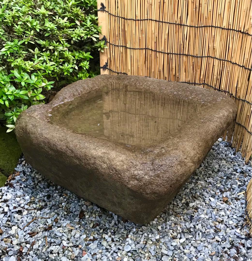 【天然石・水鉢・石鉢・手水鉢・蹲】自然石苔玉水石庭園造園庭石バードバスオブジェ