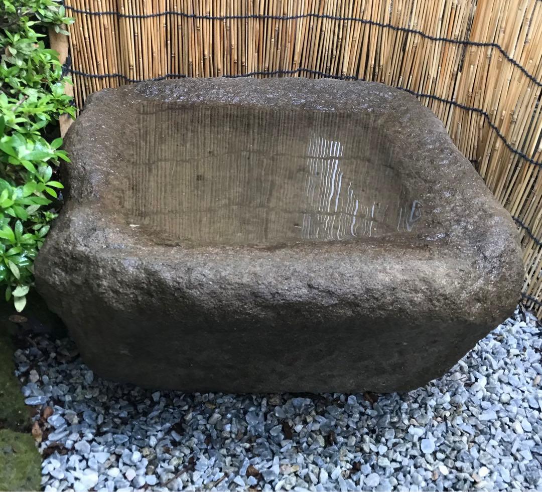 【天然石・水鉢・石鉢・手水鉢・蹲】自然石苔玉水石庭園造園庭石バードバスオブジェ