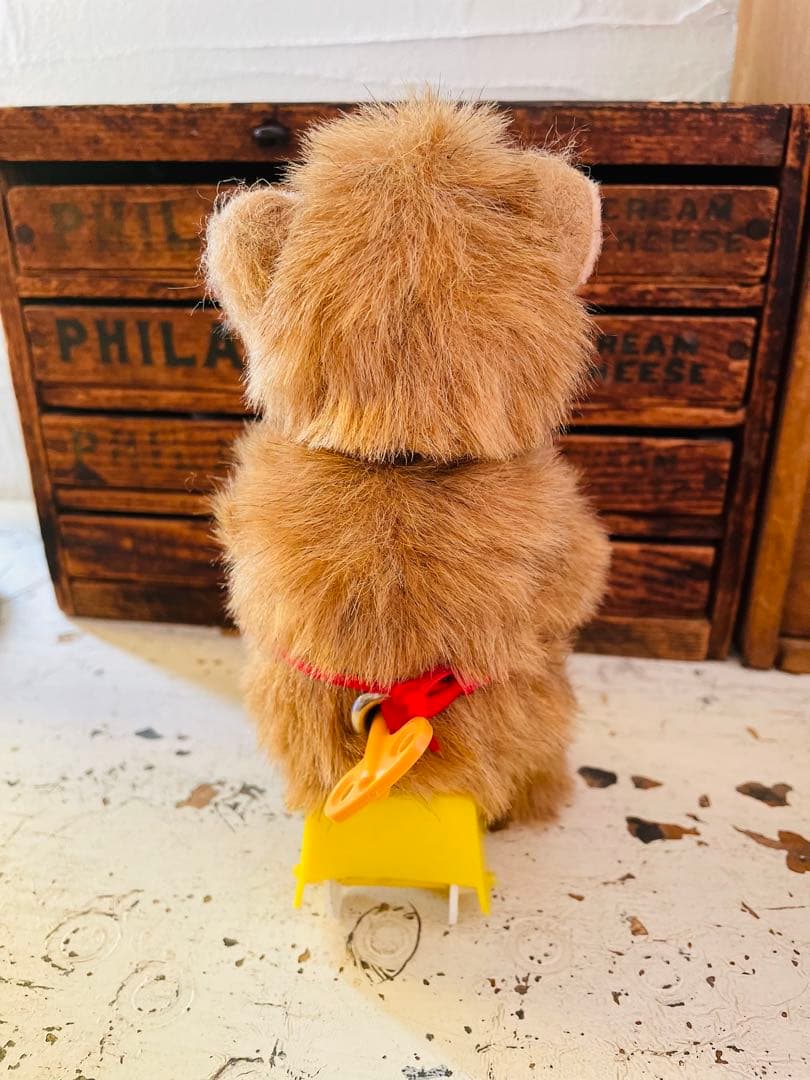 美品　ヴィンテージ　ゼンマイ　編み物ベア アンティークベア　ドイツ