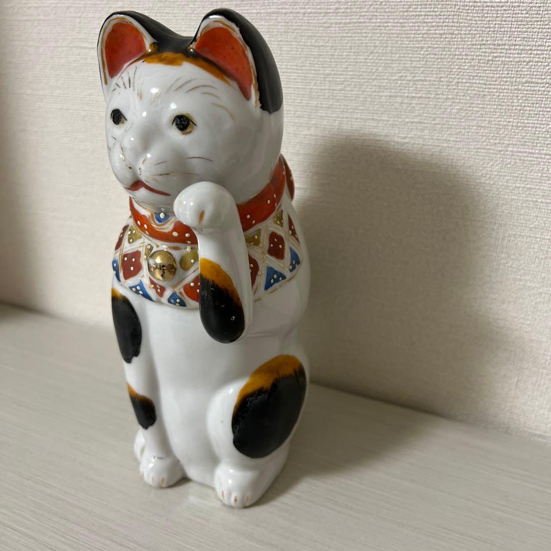 招福　招き猫 アンティーク　古瀬戸　レトロ　縁起物　約１８センチ　猫　置物