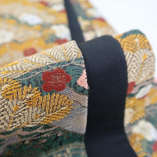新品 正絹 着物“波に乗って舞い上がる松に梅、花筏☆”袋帯 L-20