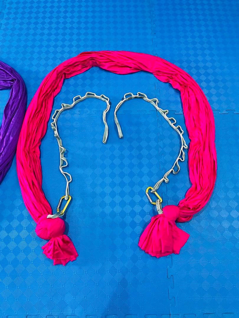 フライングヨガ ハンモック 11点セット 吊り下げ可能 紫/ピンク/水色