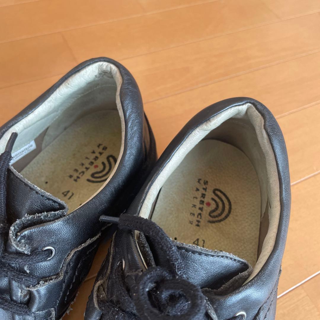 のさかストレッチウォーカー 41 黒 レザースエードシューズ インソールなし