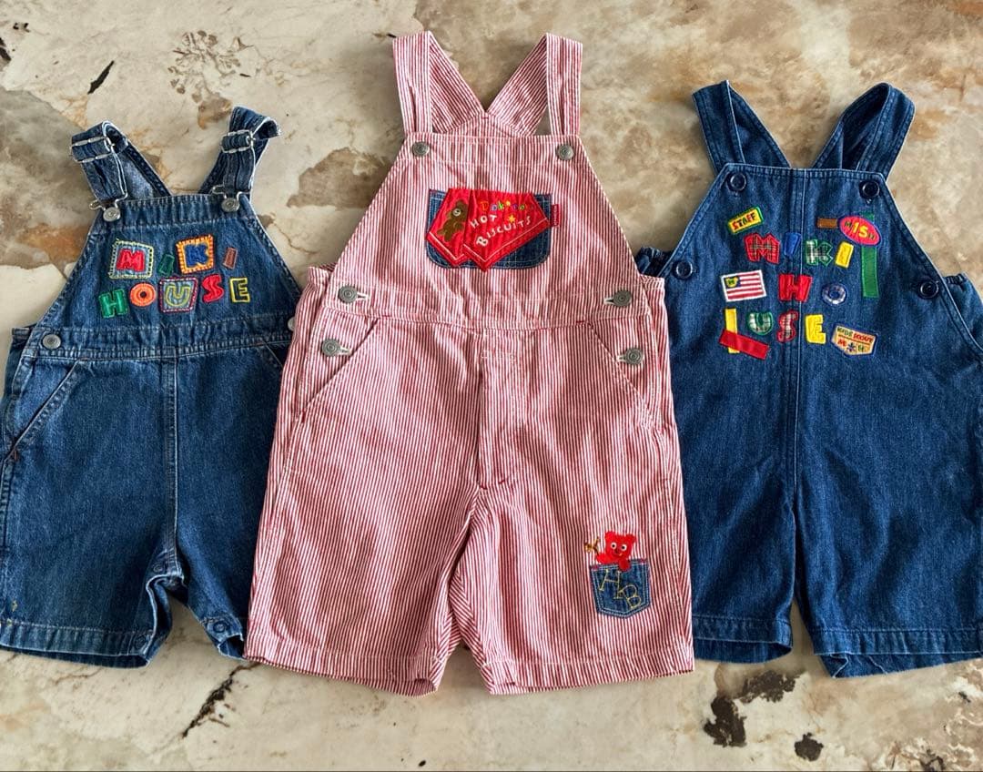 オールドミキハウス　オーバーオール　くま　ロゴ　90 100 ホットビスケッツ
