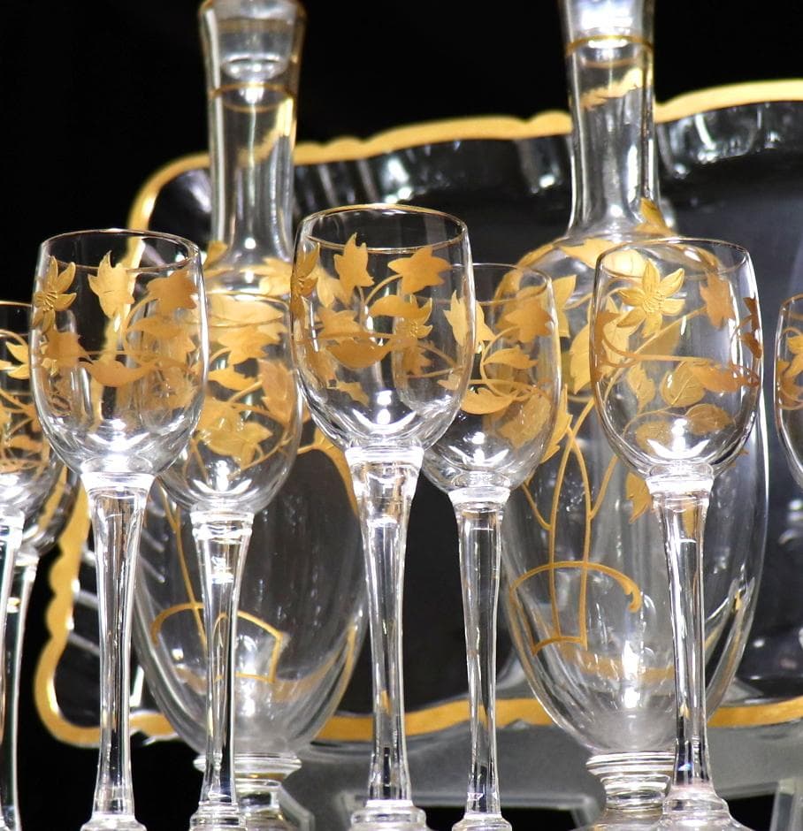 オールド・バカラ 1900年頃 金彩盛り上げ リキュールセット 超美品