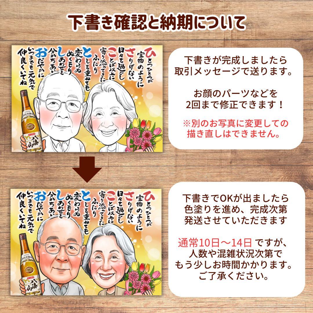 1名さま　2Lサイズ【似顔絵オーダー】木目調フレーム　お急ぎ便