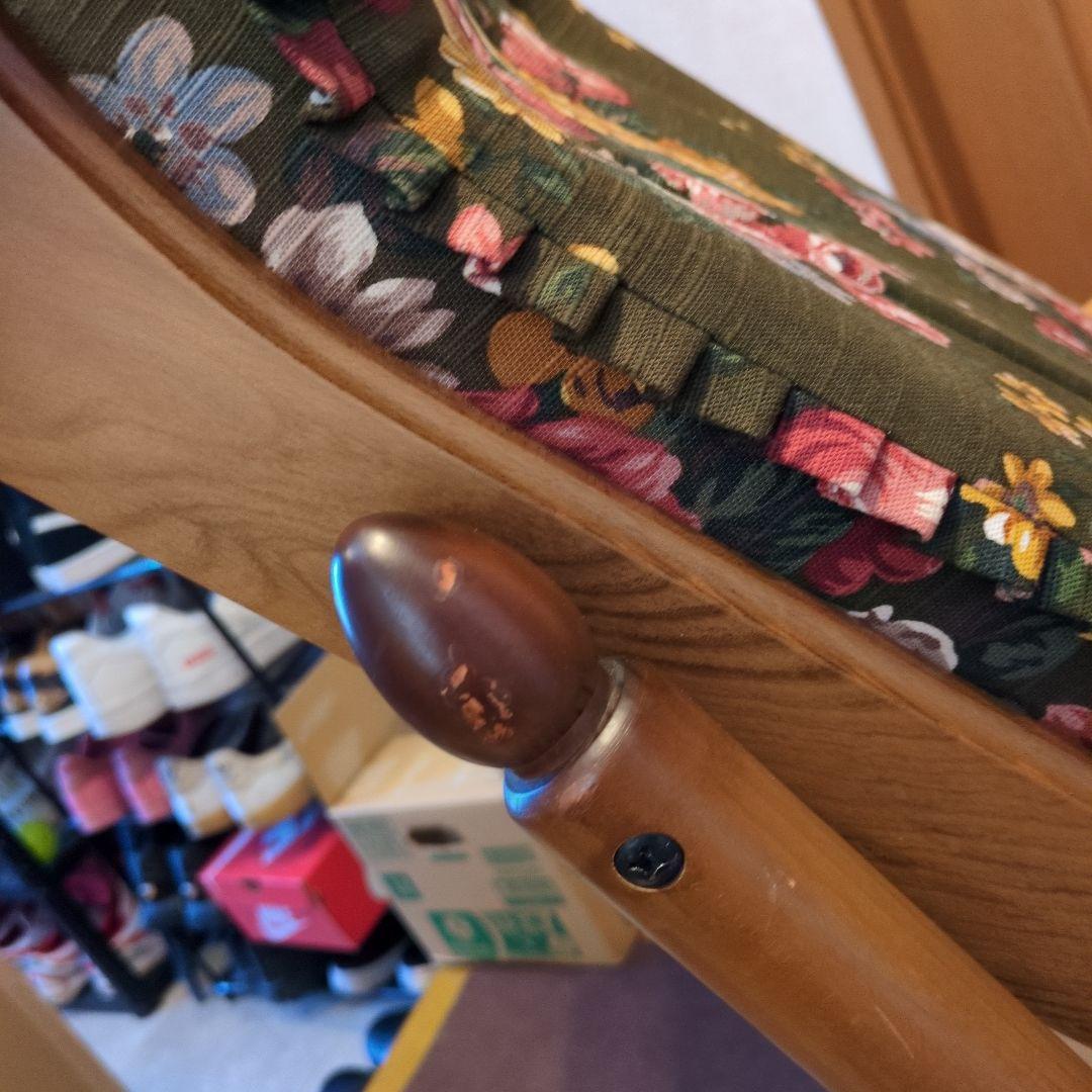 ビンテージ　東洋家具製　ロッキングチェア　オットマン付き　花柄　TOYO