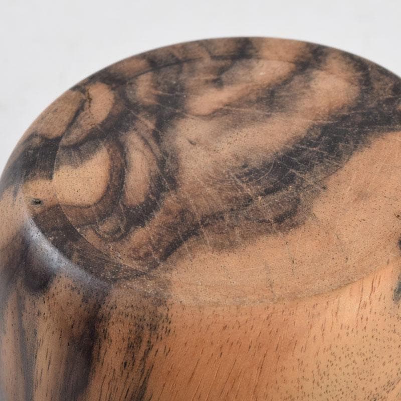 茶道具　天然木　黒柿製　無垢彫　綺麗な木目の棗　V　9054