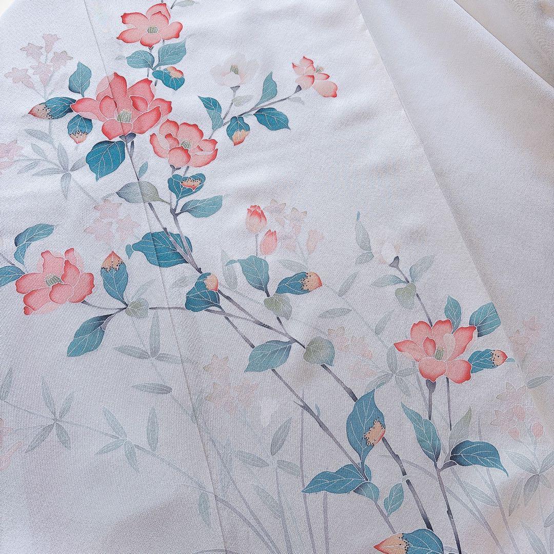 極美品　訪問着　フルセット 本加賀友禅 裄70 卒業式　入学式　L LL 白