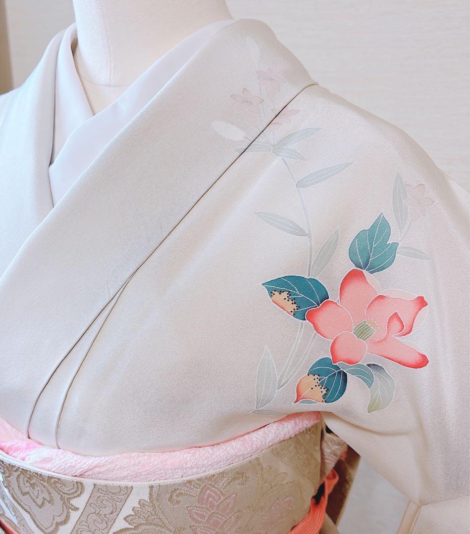 極美品　訪問着　フルセット 本加賀友禅 裄70 卒業式　入学式　L LL 白