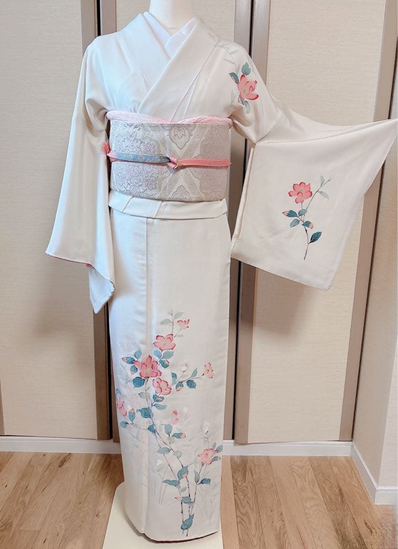 極美品　訪問着　フルセット 本加賀友禅 裄70 卒業式　入学式　L LL 白