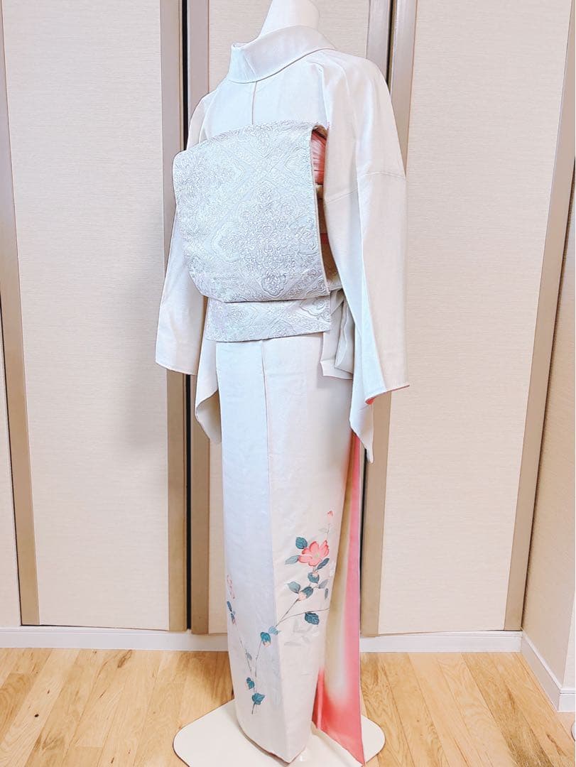 極美品　訪問着　フルセット 本加賀友禅 裄70 卒業式　入学式　L LL 白