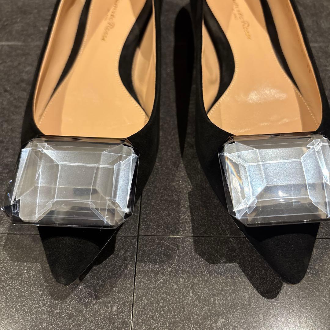 真*理様 ジャンヴィトロッシ　ビジューフラットパンプス36 スエード　ヒールパン