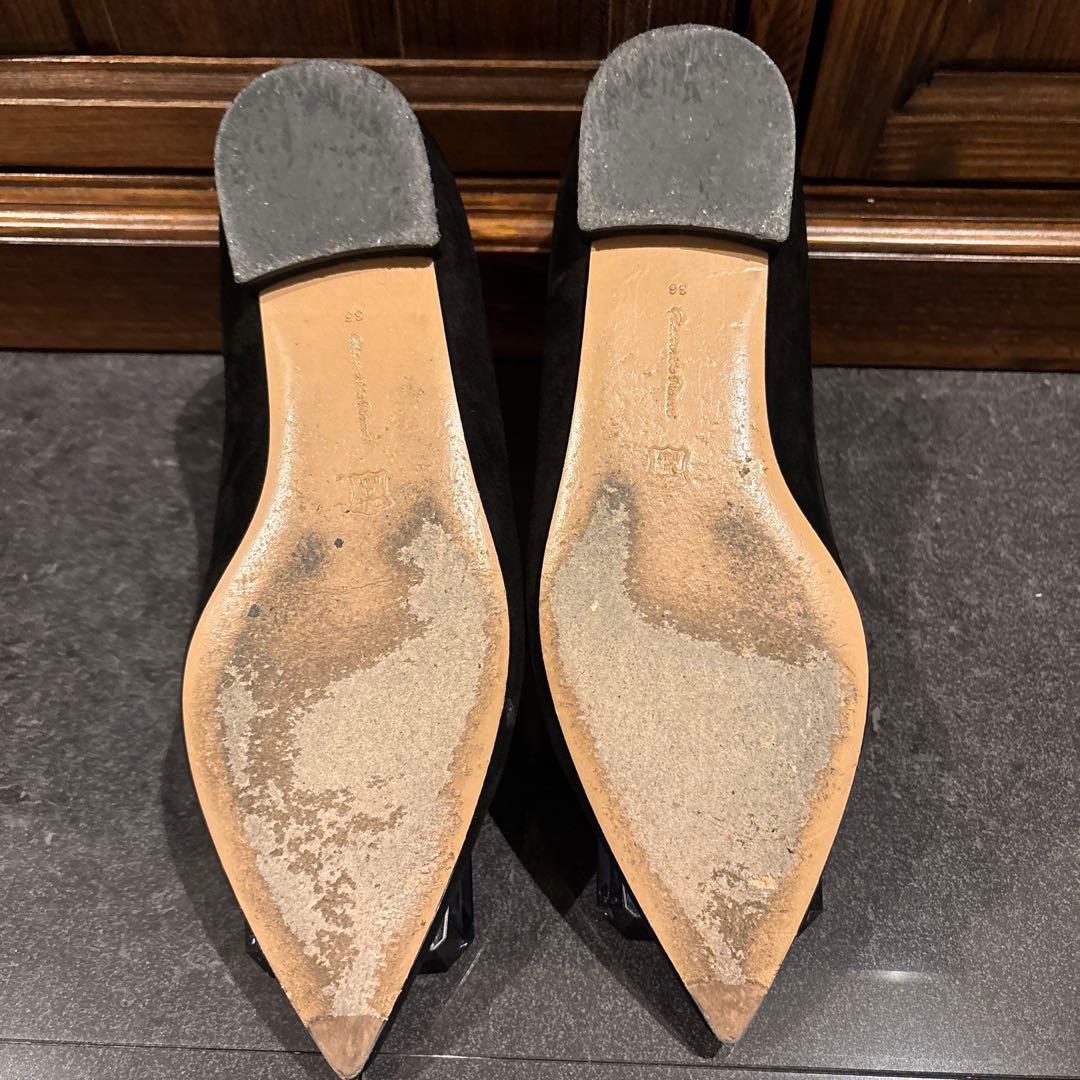 真*理様 ジャンヴィトロッシ　ビジューフラットパンプス36 スエード　ヒールパン