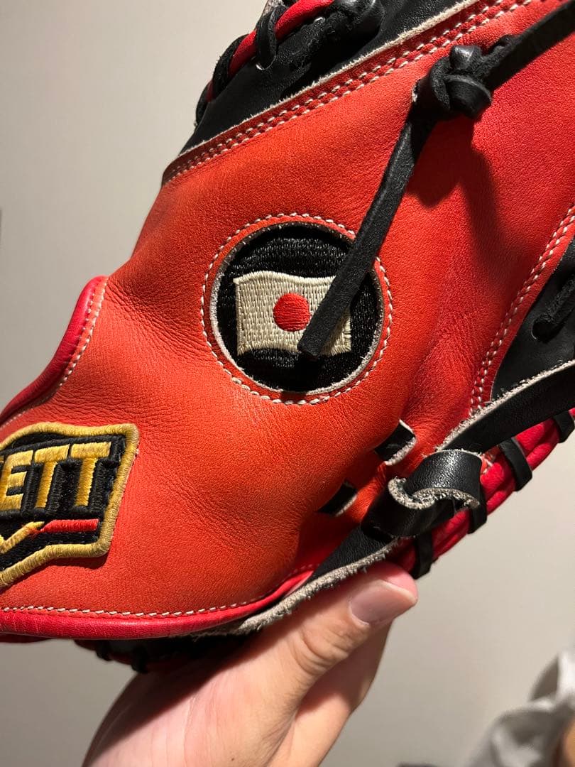 【美品】ZETT 軟式 キャッチャーミット 赤黒 プロステイタス