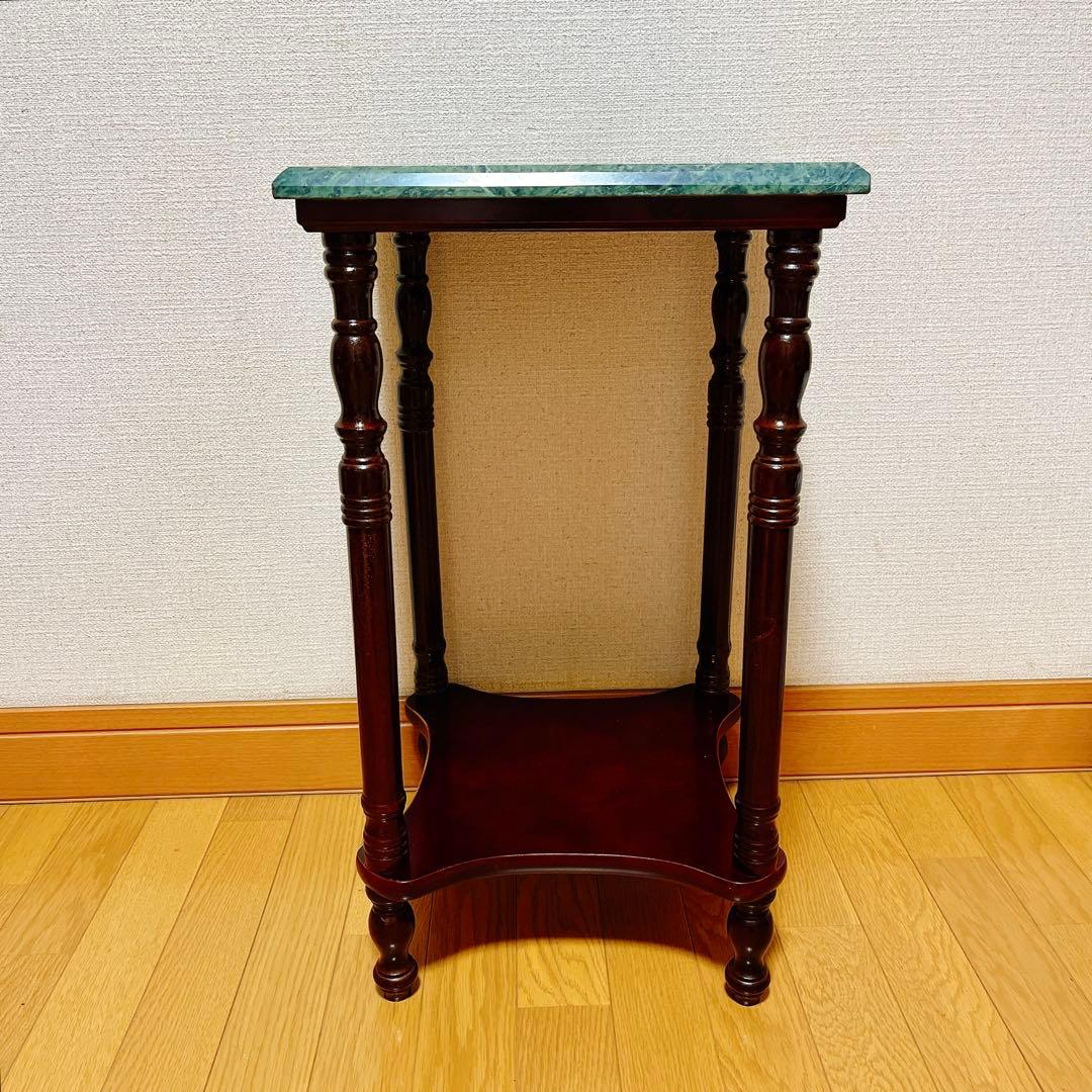 アンティーク　サイドテーブル　大理石　花台　電話台