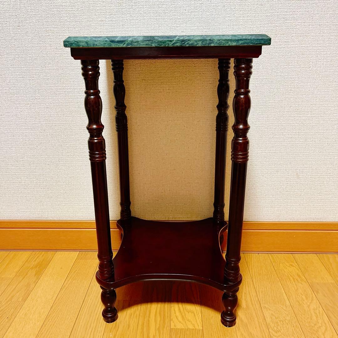 アンティーク　サイドテーブル　大理石　花台　電話台