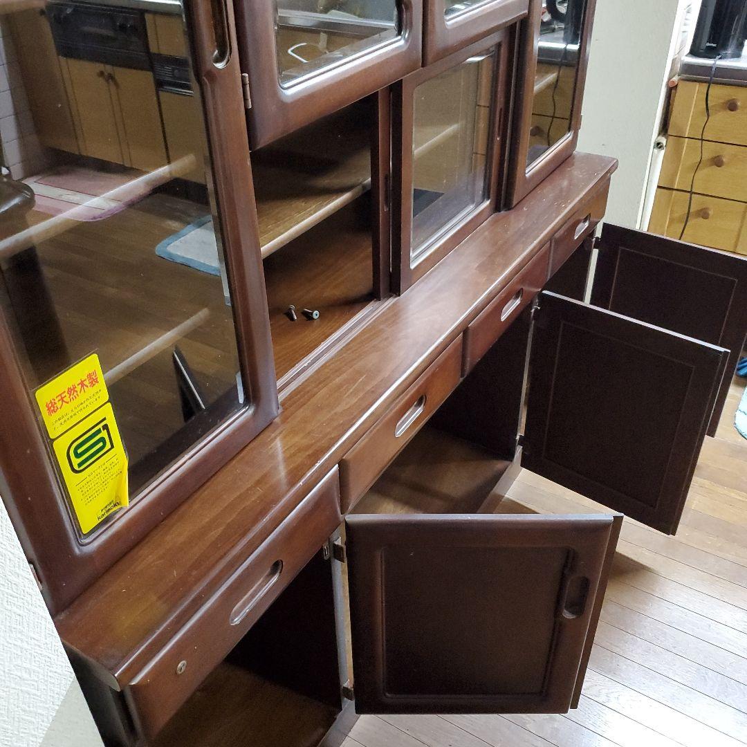 カリモク Karimoku 木製食器棚 ダークブラウン 大型キッチンボード高級