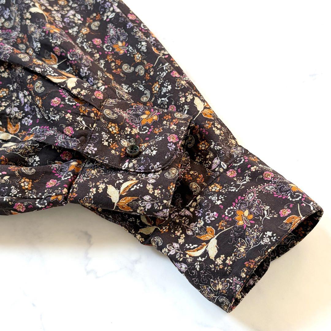 北欧暮らしの道具展 「暮らしに、ときめき」大人のための柄ブラウス ブラウン 花柄