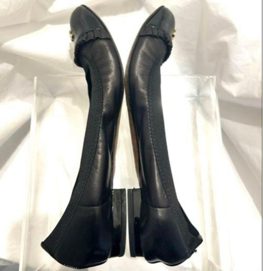 【美品】CHANEL シャネル ブラック フラットシューズ ブラックココマーク