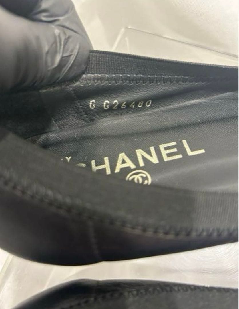 【美品】CHANEL シャネル ブラック フラットシューズ ブラックココマーク
