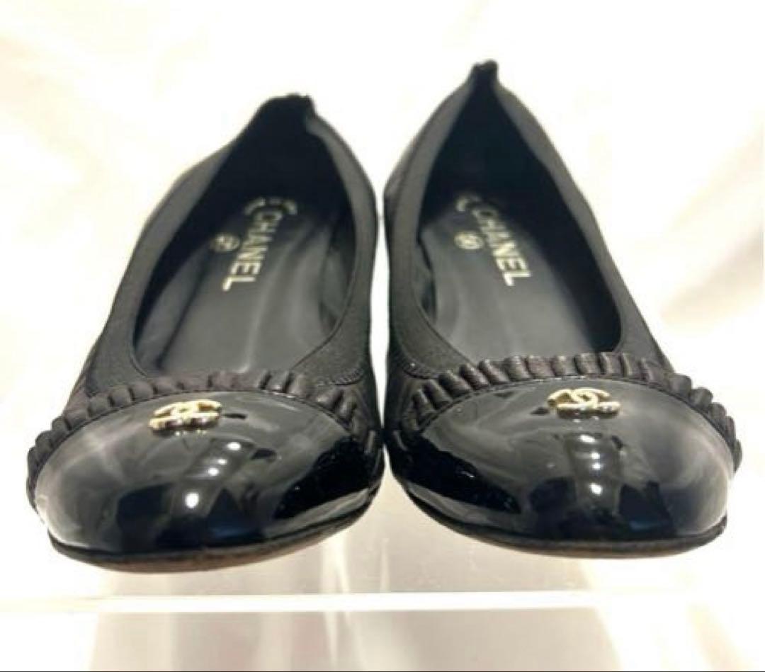 【美品】CHANEL シャネル ブラック フラットシューズ ブラックココマーク