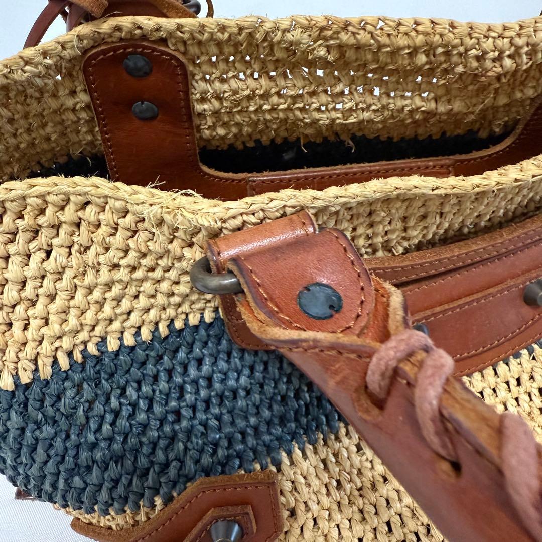 BALENCIAGA バレンシアガ カゴバッグ ボーダー マリン