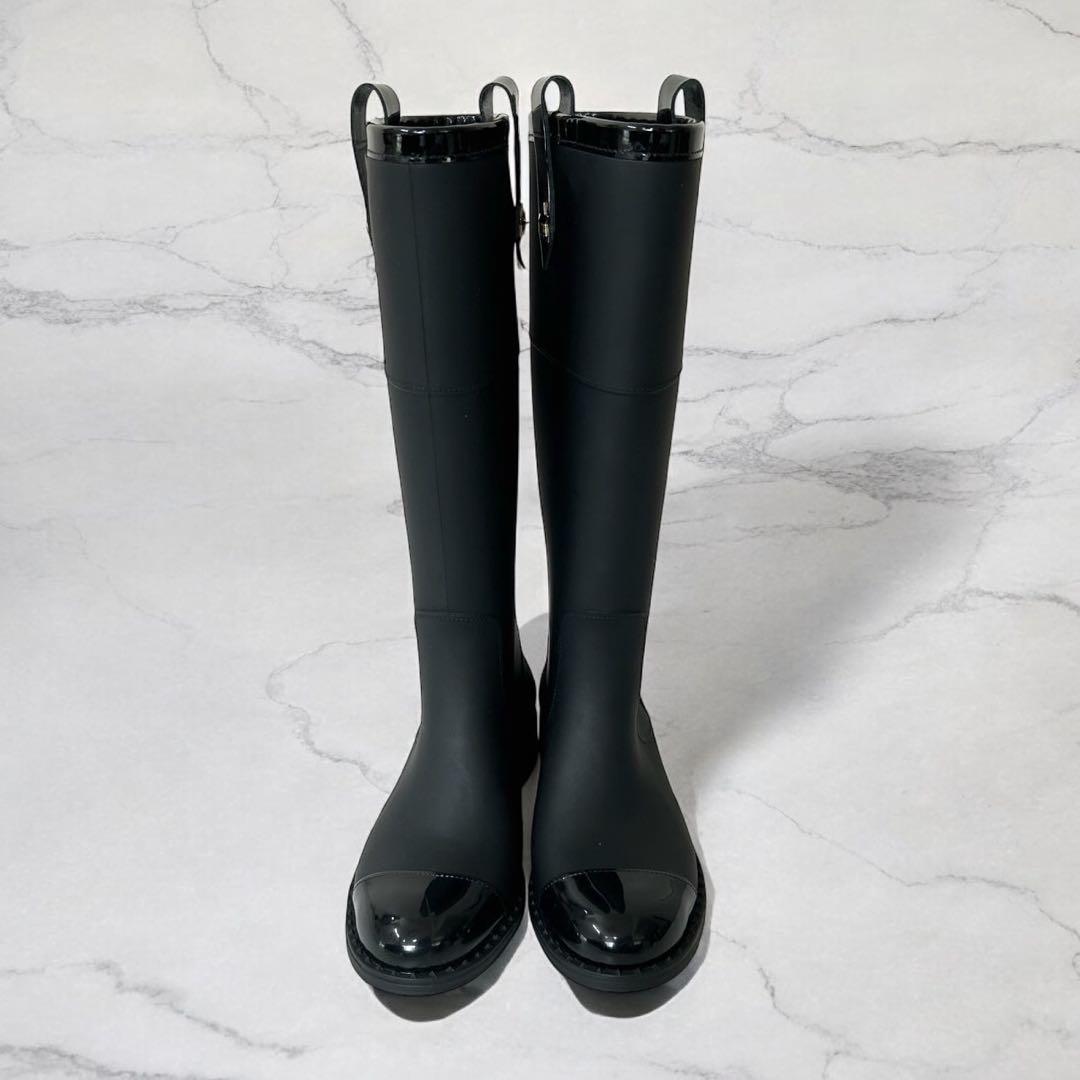 JIMMY CHOO ジミーチュウ レインブーツ スタースタッズブラック 37