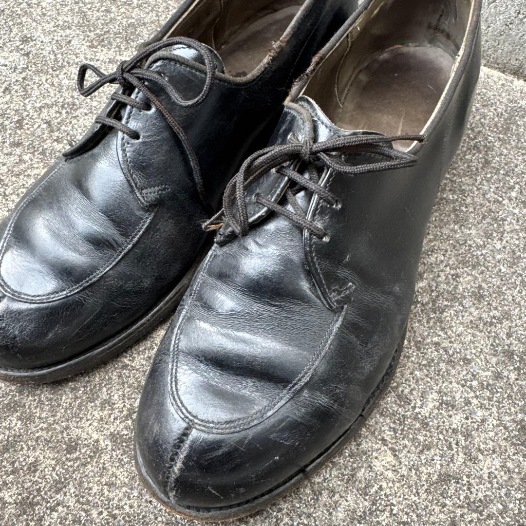 70s ビンテージ US NAVY サービスシューズ 黒 レザーシューズ