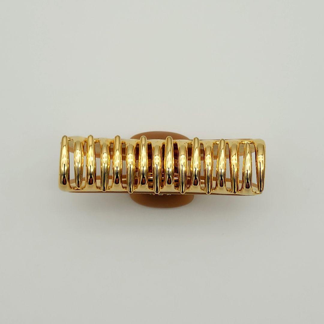 ☆acca☆ ヘアクリップ ラインストーン ピンクベージュ ゴールド.