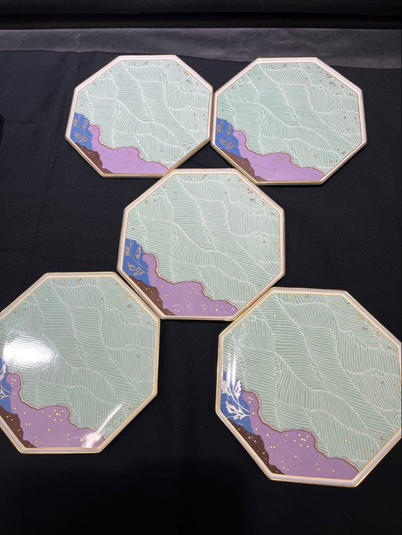 ナルミ ボーンチャイナ 八角皿 10枚セット J.KATANO 金彩