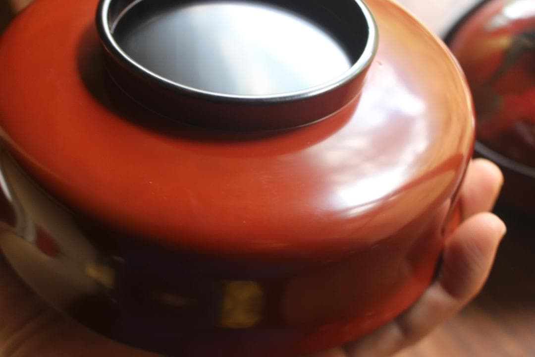 デッドストック！上質朱漆に極上鳳凰蒔絵の大平椀2点（検輪島塗蒔絵椀煮物椀雑煮椀