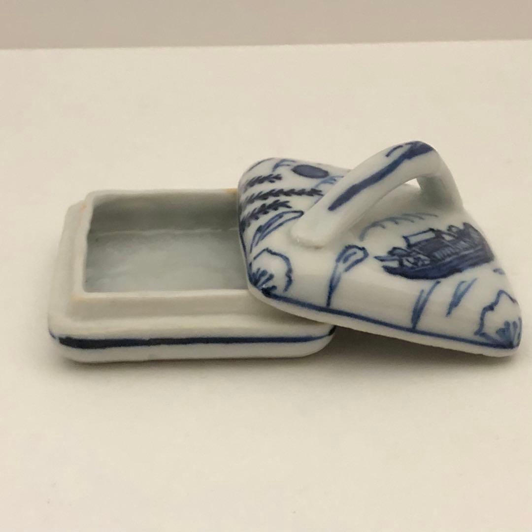 茶道具 九谷 須田菁華 染付 隅田川香合 青華 共箱 茶道