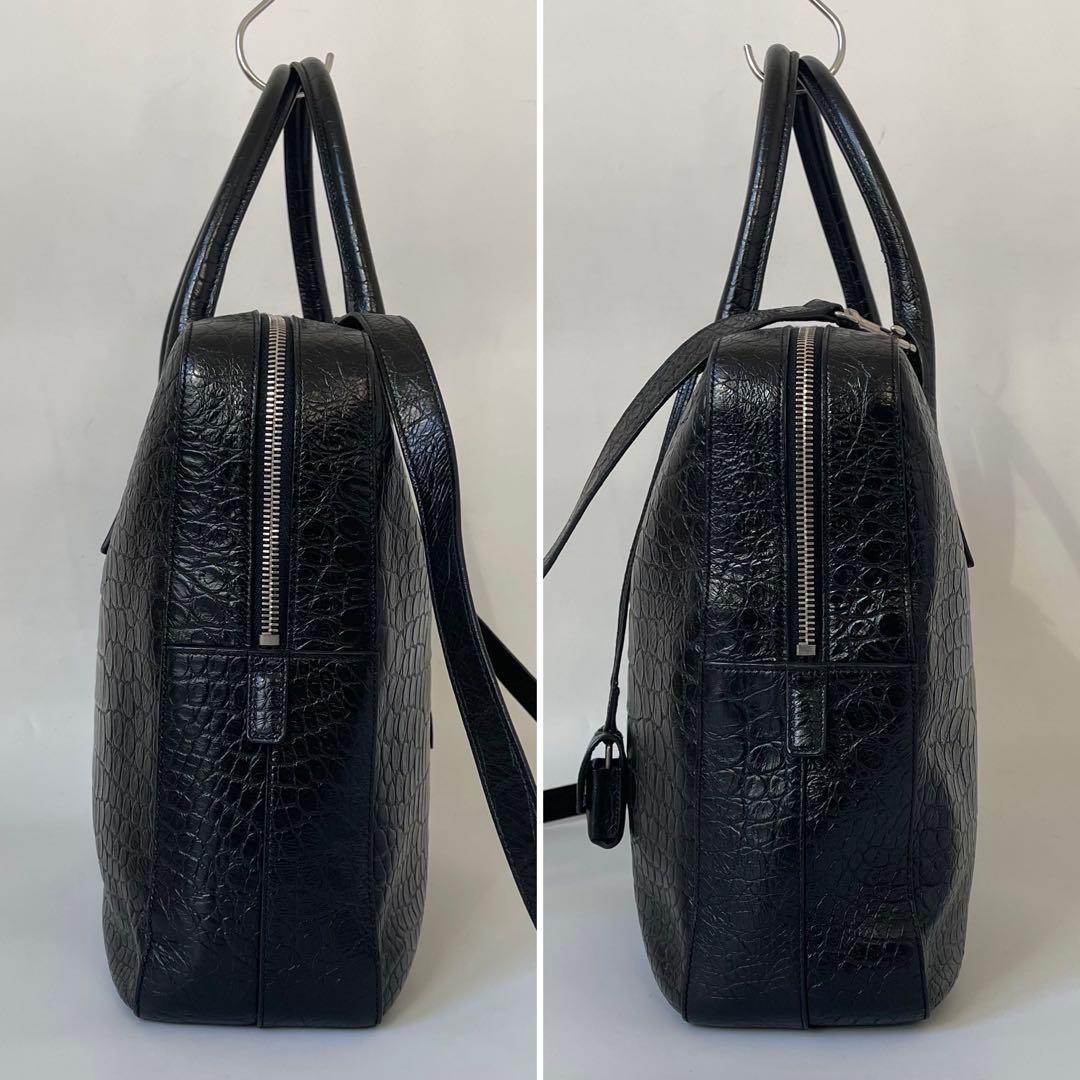 【極美品】サンローラン ビジネスバッグ 2way ミュージアム クロコ 黒 本革
